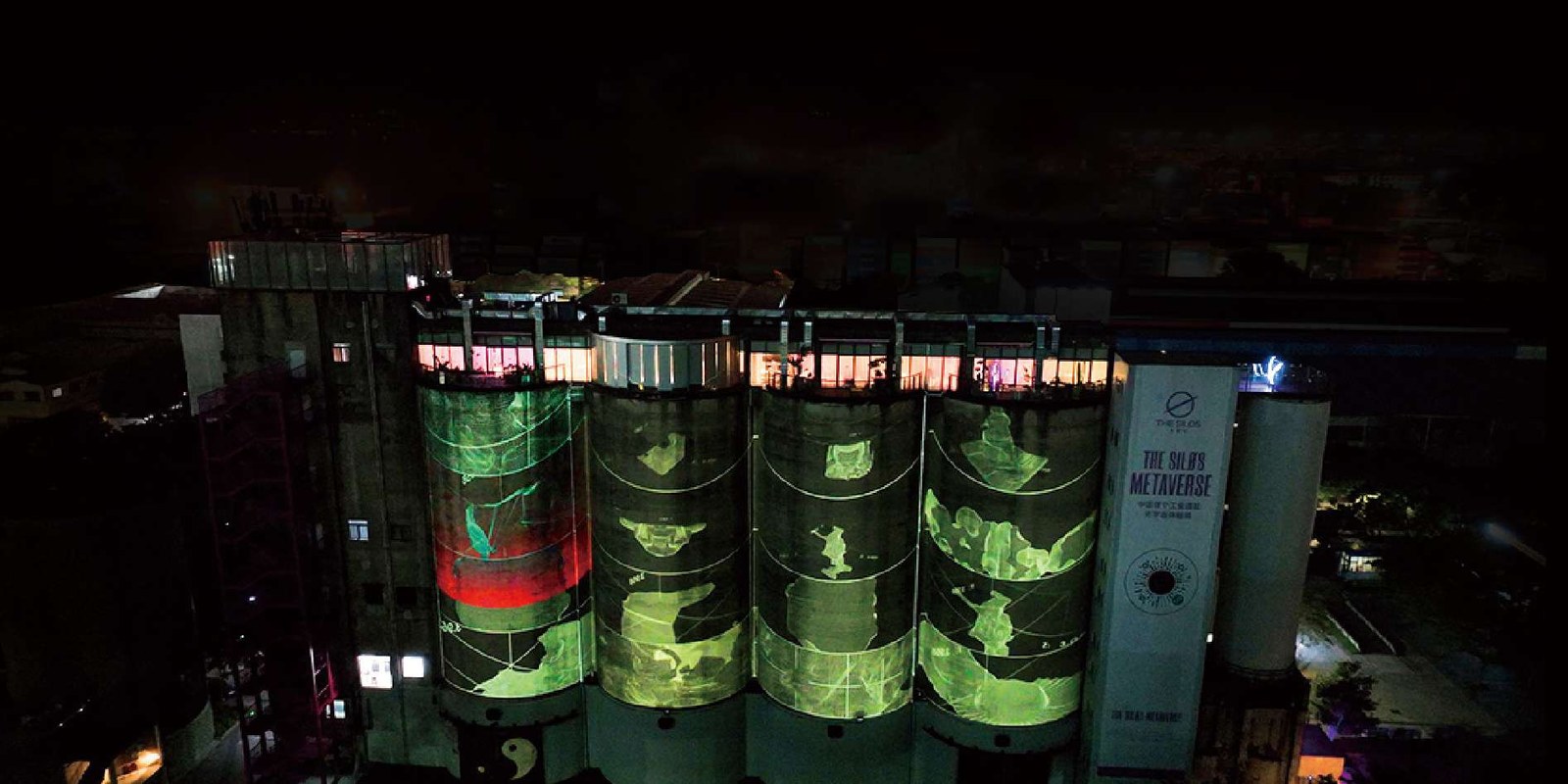Mapping lên khối silo bê tông tại Metaverse Experience Center