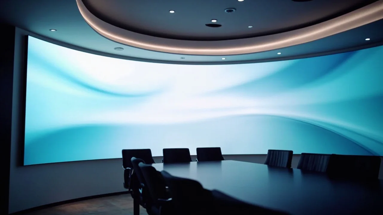 Màn hình LED liền mạch trong phòng họp doanh nghiệp, không viền ghép giữa các module