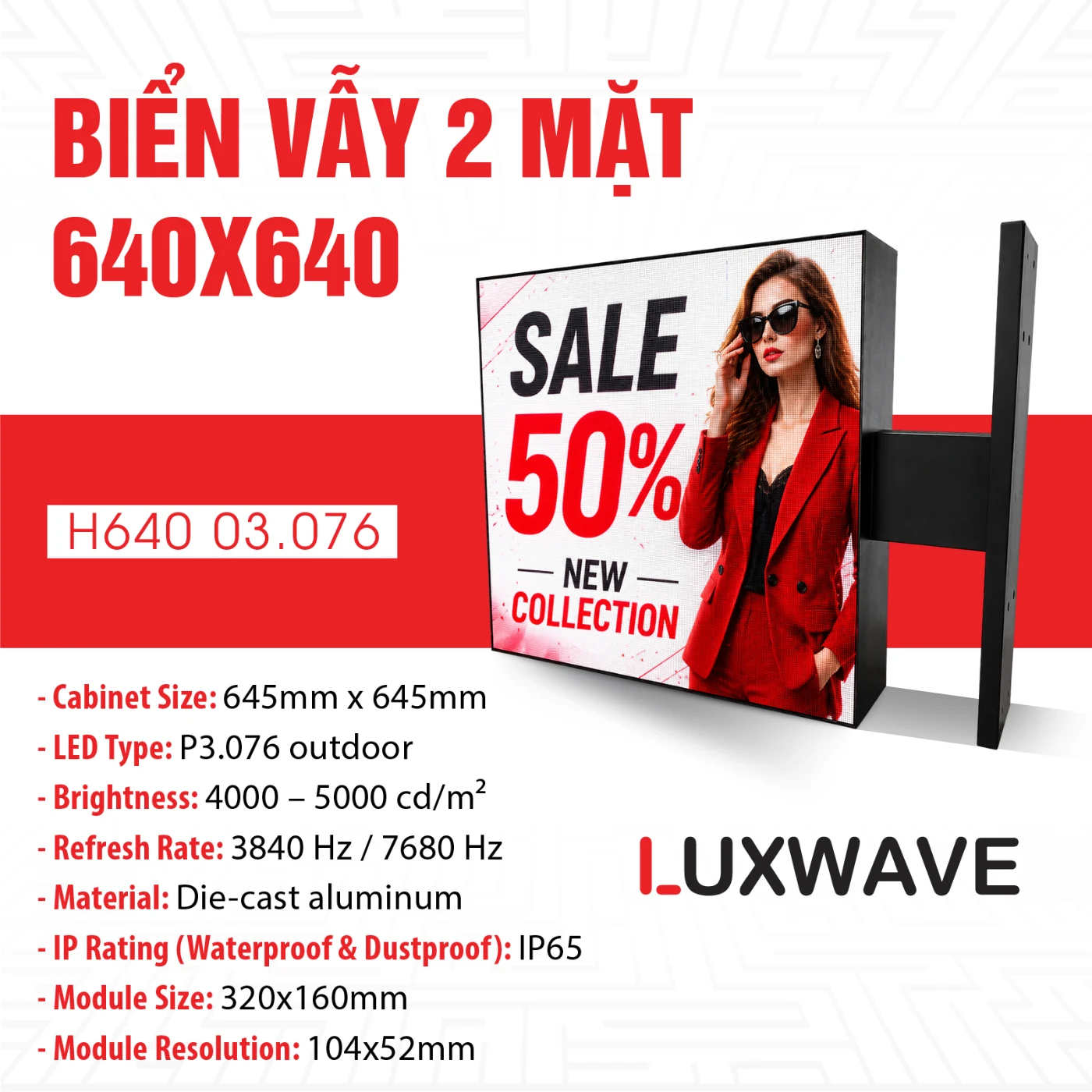 Biển Vẫy LED 2 Mặt P4 640×640mm